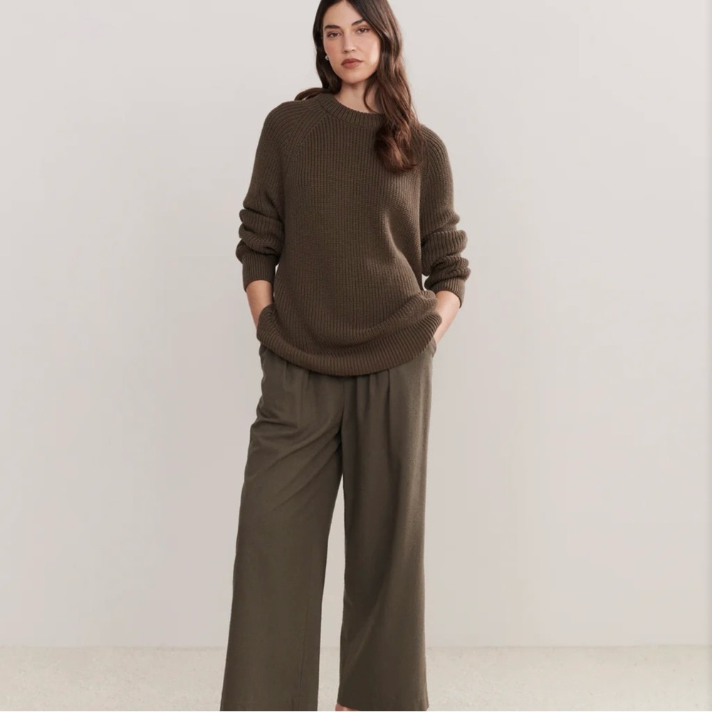 NWT *sold out* Jenni Kayne Oversized Cotton Fisherman sweater Olive moss XXL - Picture 4 of 16